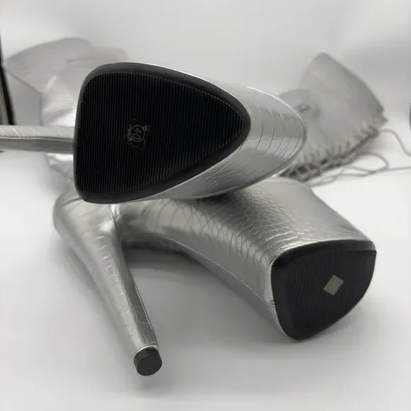 Hella Heels Reptile Silver Boots - Picture 3 of 3